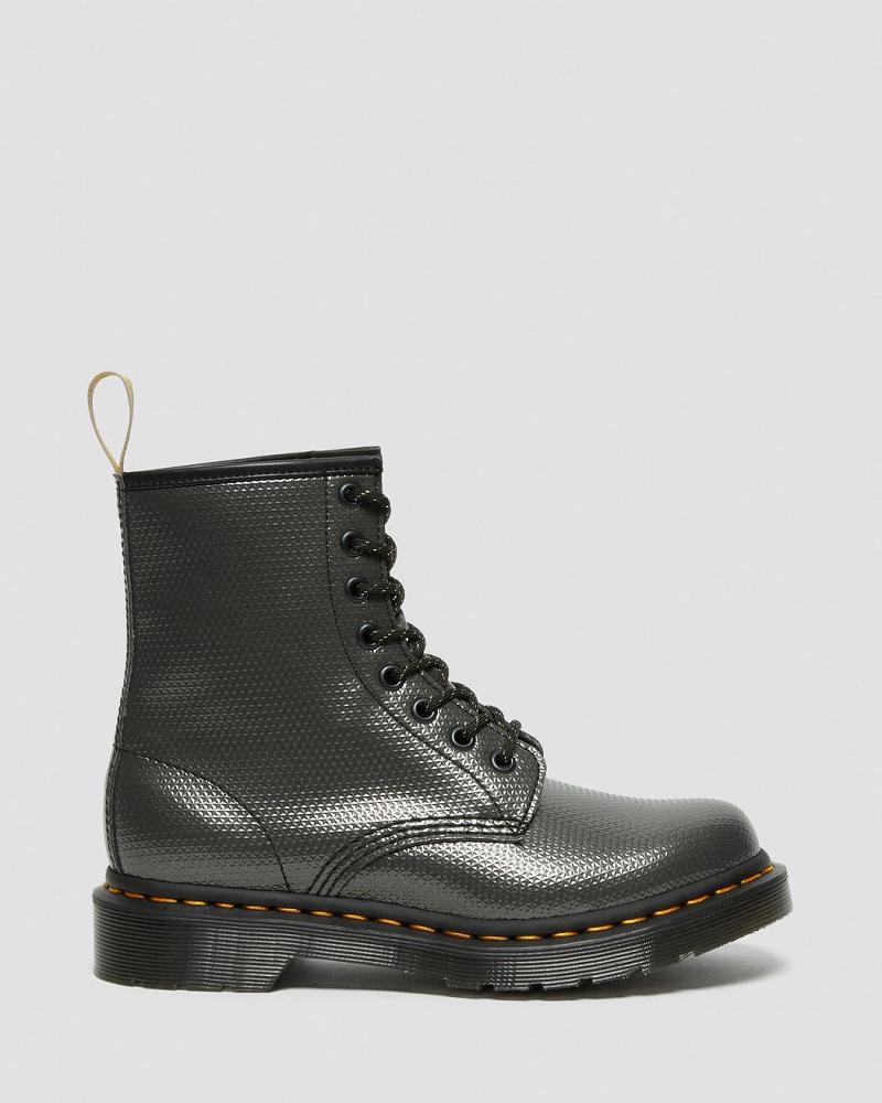 Dr Martens Vegan 1460 Metallic Emboss Snørestøvletter Dame Grå | Norge 555RVD